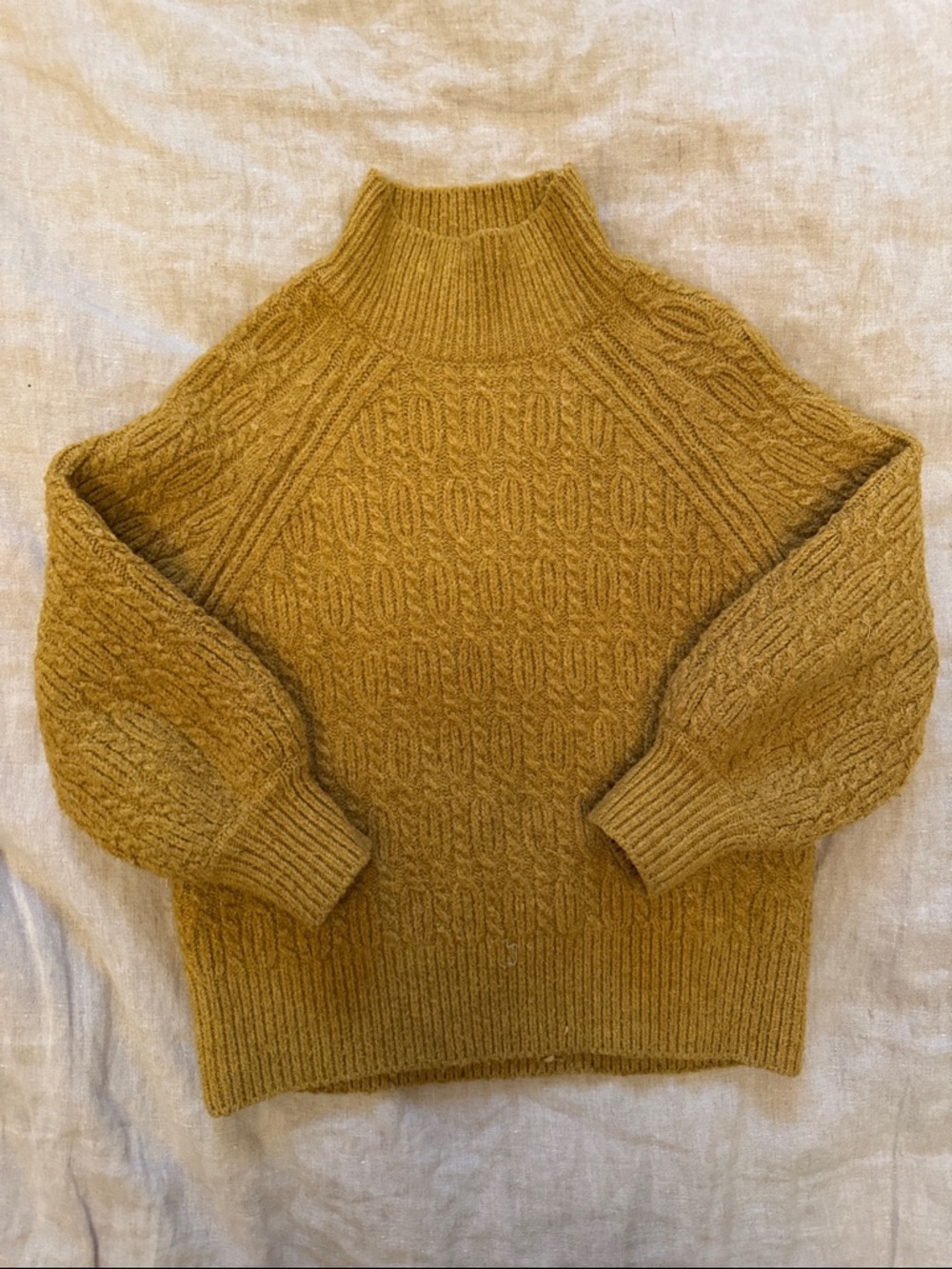 Monoprix Kids France Mock Neck Cable-Knit Sweater in Marigold